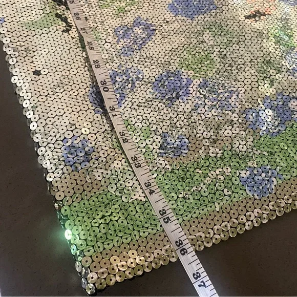 ⭐️ VERSACE— Stunning Sequined Dress, Blue/ Green/Silvery floral. GORGEOUS ! ⭐️ - Picture 17 of 17